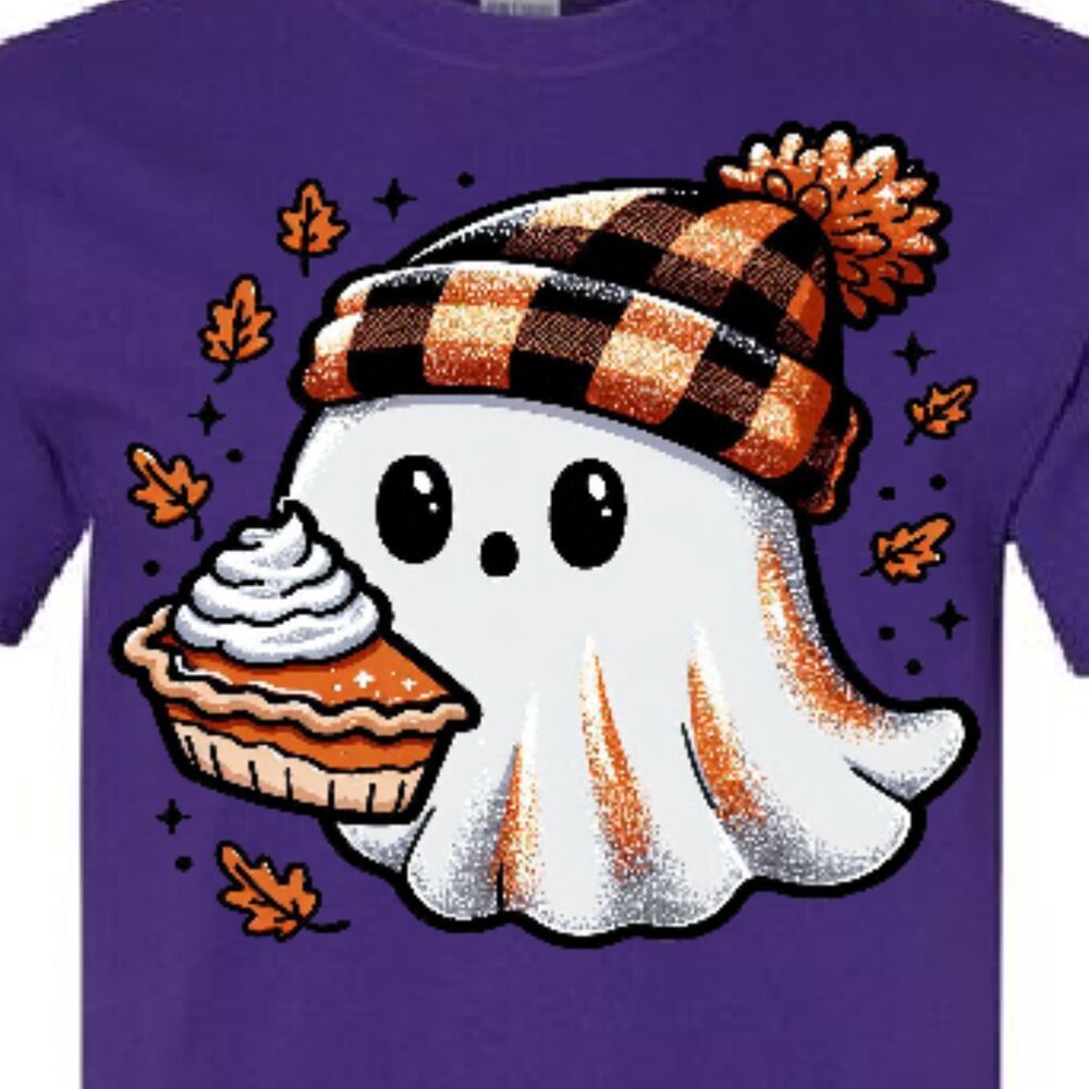 Halloween- Fall Ghost With A Slice of Pie Graphic Tee